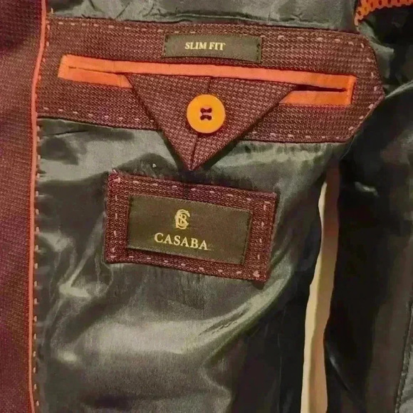 CASABA Men's Burgundy Red Fully Lined Sport Coat Jacket Blazer - Picture 6 of 8